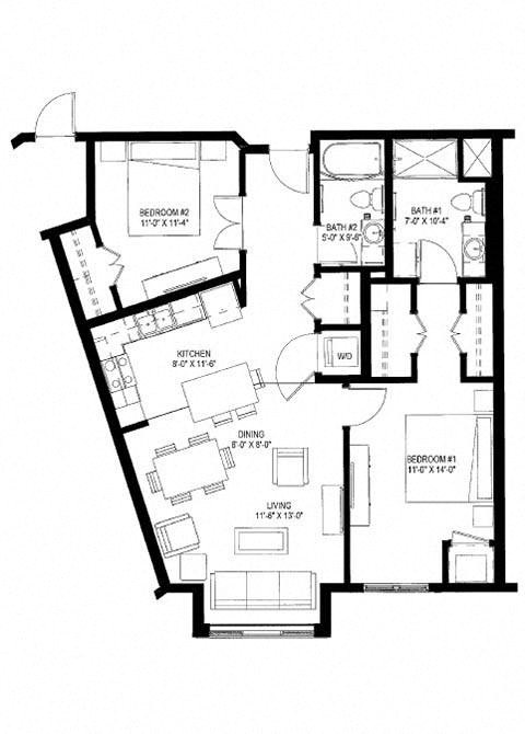 2 Bedroom Floor Plan